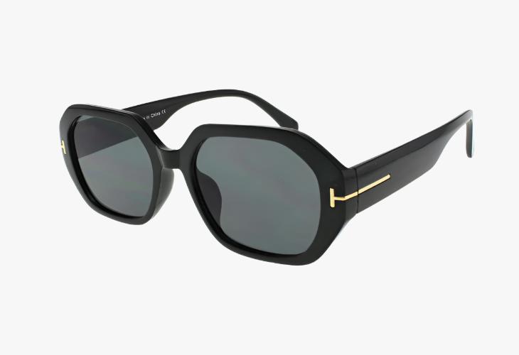 black solid Wholesale Classic Angular Square Sunglasses