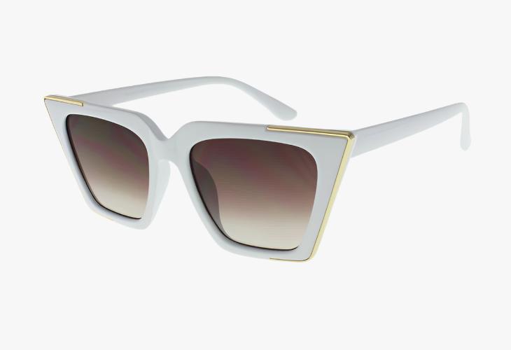 white Wholesale Large Metal Trimmed Cat Eye Sunglasses