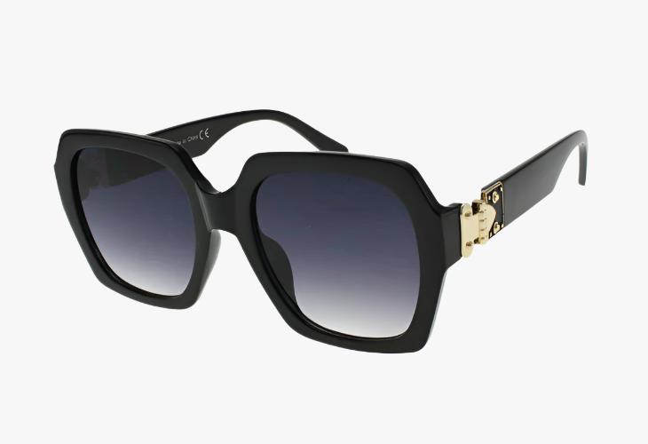 gradient black Fashion Retro Rectangle Metal Temple Wholesale Sunglasses