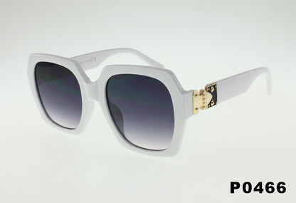 white Fashion Retro Rectangle Metal Temple Wholesale Sunglasses