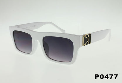 white Wholesale Slim Rectangle Buckle Sunglasses