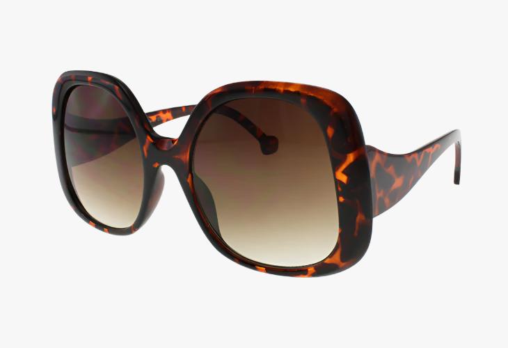 tortoise Fashion Oversized Curved Temple Butterfly Sunglasses