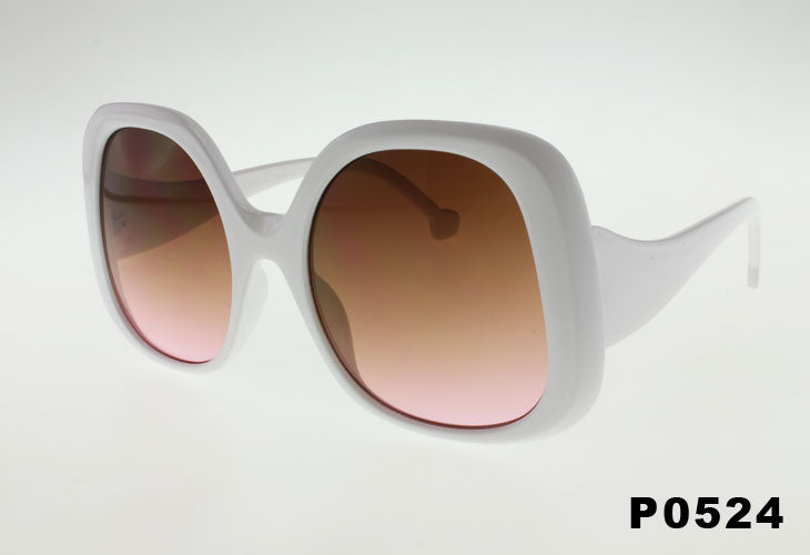 white Fashion Oversized Curved Temple Butterfly Sunglasses