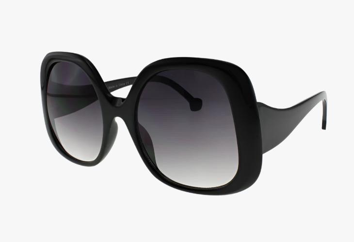 black Fashion Oversized Curved Temple Butterfly Sunglasses