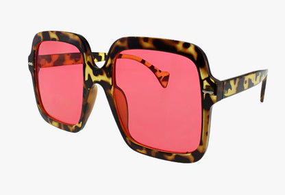 tortoise shell frame and red lens Wholesale Fashion Oversized Square Sunglasses