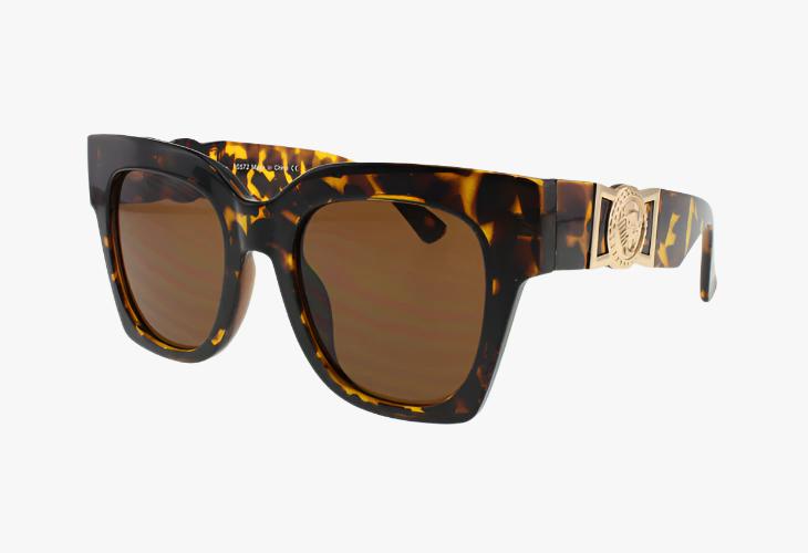 tortoise Wholesale Fashion Square Sunglasses With Metal Accent