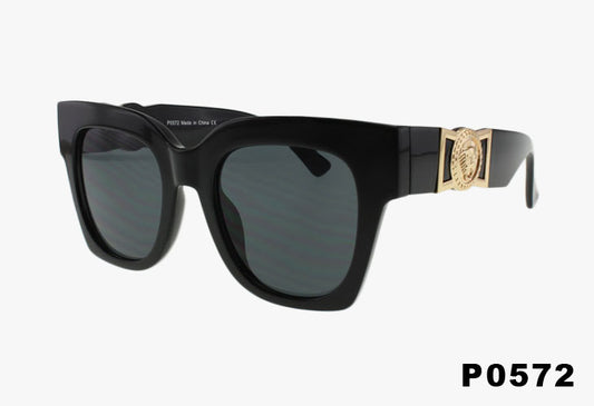 black Wholesale Fashion Square Sunglasses With Metal Accent