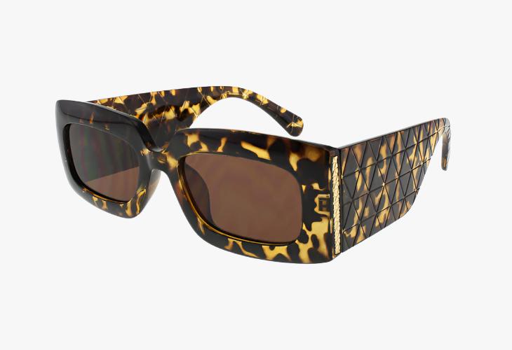 tortoise shell Wholesale Fashion Square Quilted Sunglasses