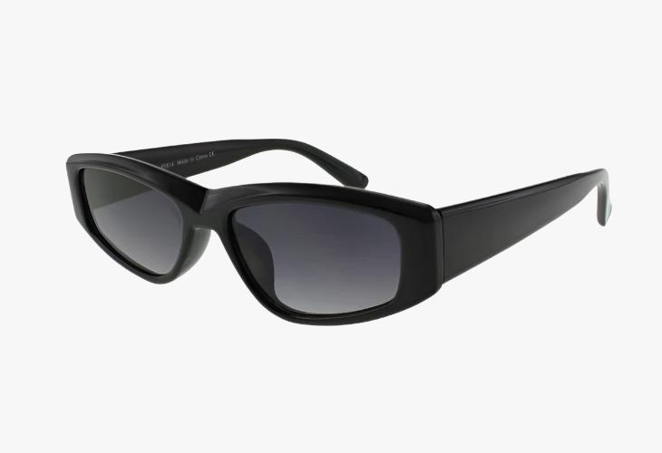 black Wholesale Fashion Slim Curved Rectangle Sunglasses