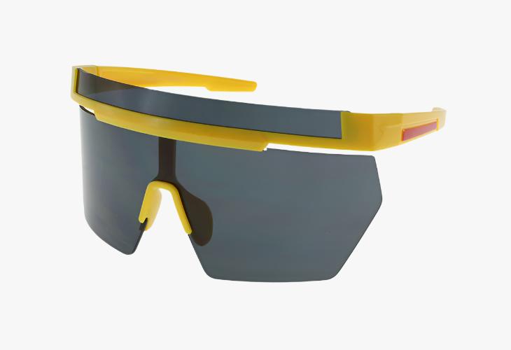 yellow Wholesale Large Sport Double Lens Shield Sunglasses