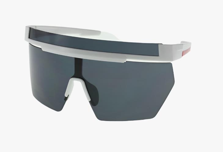 white frame smoke Wholesale Large Sport Double Lens Shield Sunglasses