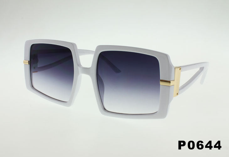 white Wholesale Fashion Square Split Temple Sunglasses