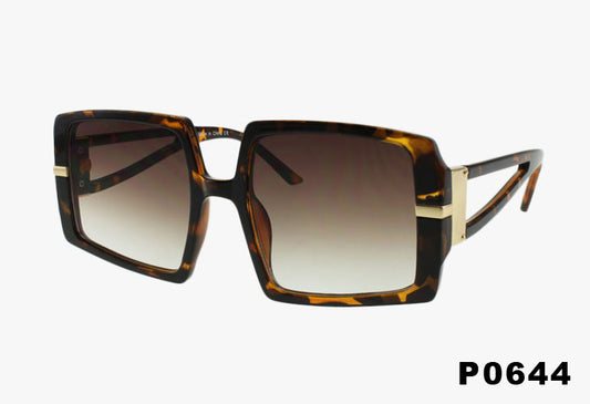 tortoise Wholesale Fashion Square Split Temple Sunglasses