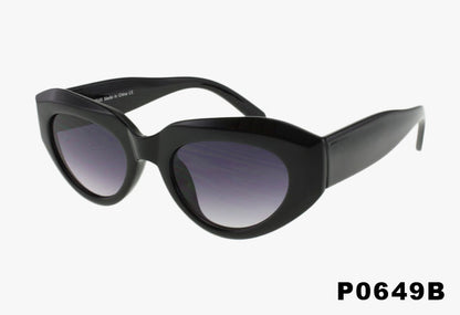 black Wholesale Fashion Rounded Cat Eye Frame Sunglasses