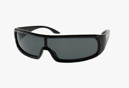 black Wholesale Futuristic Slim Shield Sunglasses