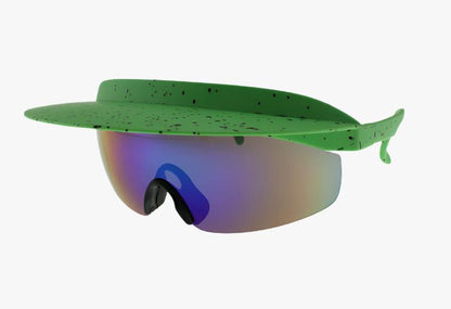 green Wholesale Curved Shield Visor Sunglasses