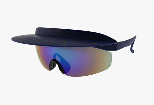 blue Wholesale Curved Shield Visor Sunglasses