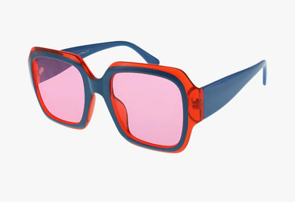 pink blue Wholesale Square Fashion Two Tone Sunglasses