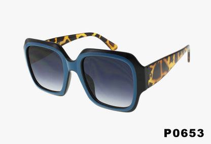 blue tortoise Wholesale Square Fashion Two Tone Sunglasses