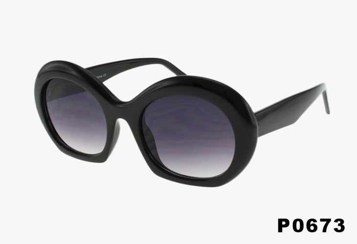 black Wholesale Fashion Oval Flat Bottom Sunglasses