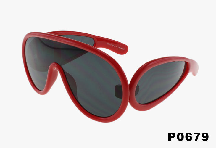 red Wholesale Fashion Triple Lens Shield Sunglasses