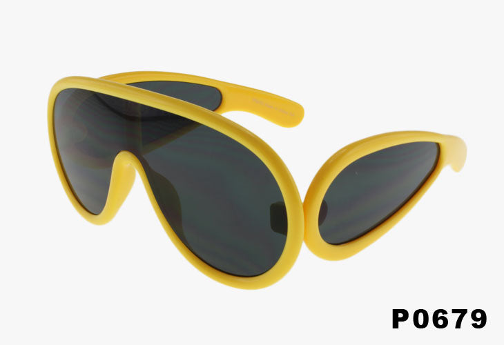 yellow Wholesale Fashion Triple Lens Shield Sunglasses