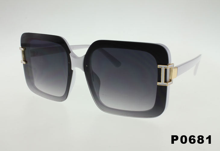 white Wholesale Square Luxury Rimless Fashion Sunglasses