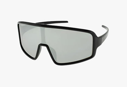 black frame silver mirror Fashion Sport Shield Wholesale Sunglasses