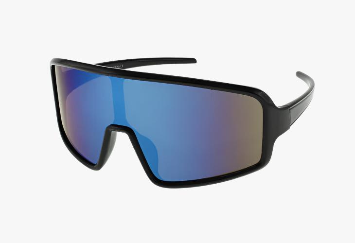 black frame blue mirror Fashion Sport Shield Wholesale Sunglasses