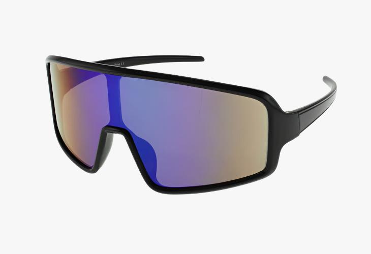 black frame blue mirror Fashion Sport Shield Wholesale Sunglasses