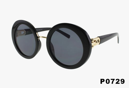 black Wholesale Lux Fashion Round Frame Sunglasses