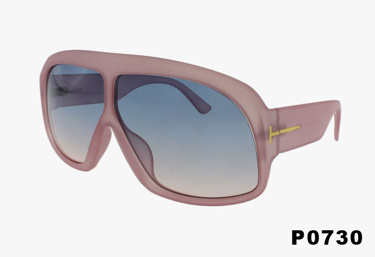 pink Wholesale Oversized Fashion Curved Shield Sunglasses