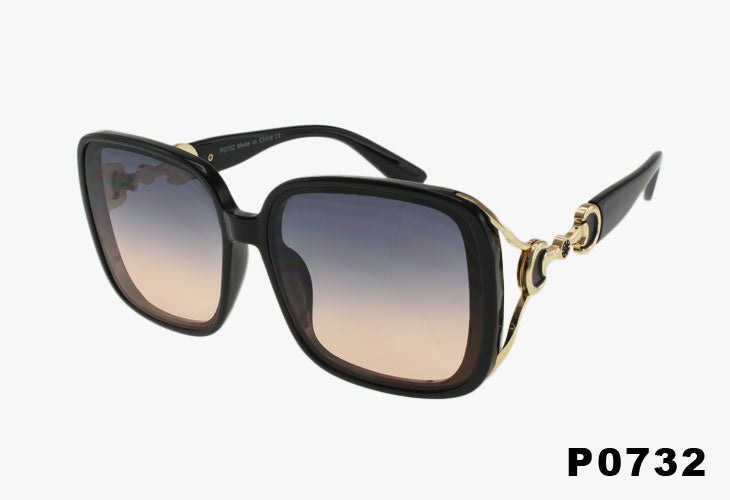 black gradient ombre Wholesale Fashion Luxury Style Sunglasses With Metal Buckle Detail