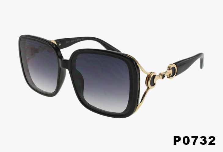 black gradient Wholesale Fashion Luxury Style Sunglasses With Metal Buckle Detail