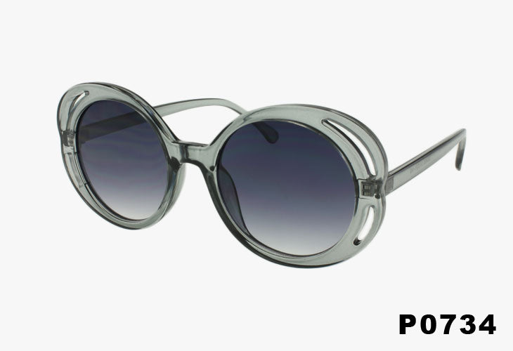 grey Wholesale Fashion Round Cut Out Sunglasses