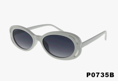 white Wholesale Fashion Slim Oval With Curved Cutout Sunglasses