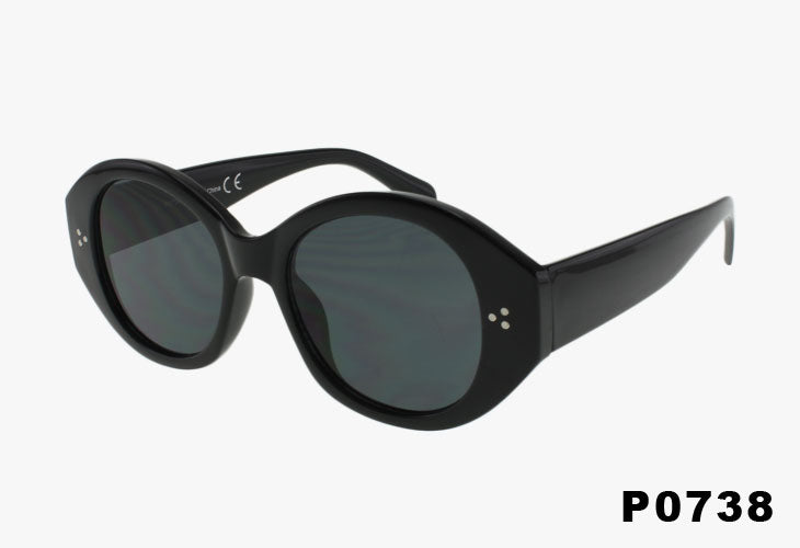 solid black Wholesale Fashion Angular Round Sunglasses