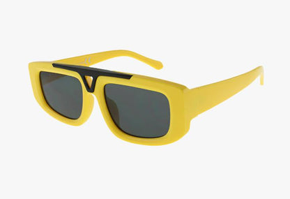 yellow Wholesale Fashion Square Wide Frame Style Pilot Sunglasses