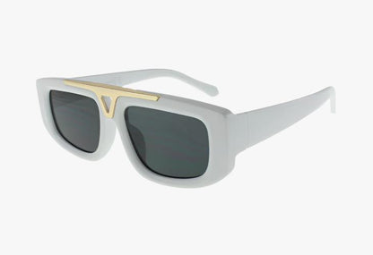 white Wholesale Fashion Square Wide Frame Style Pilot Sunglasses