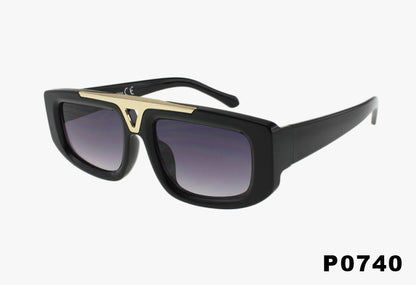 black Wholesale Fashion Square Wide Frame Style Pilot Sunglasses