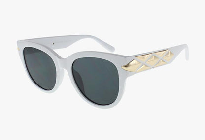 white Wholesale Fashion Luxury Rounded Metal Embellishment Sunglasses