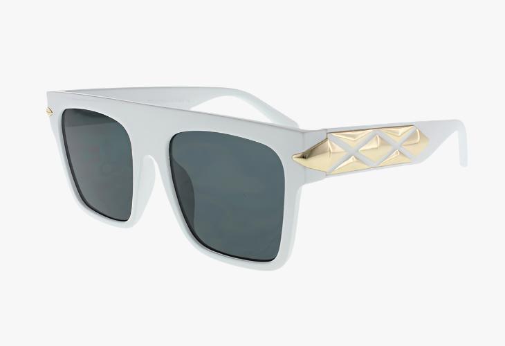 white Wholesale Fashion Square Metal Detailing Sunglasses