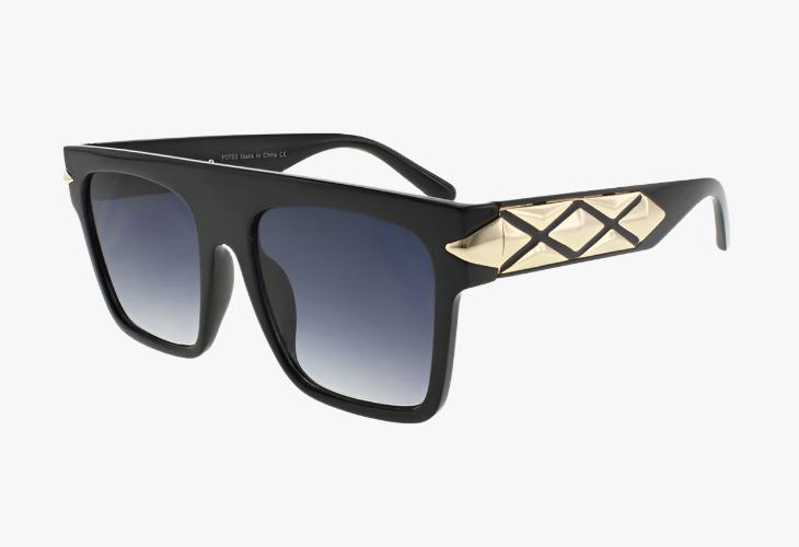 black gradient Wholesale Fashion Square Metal Detailing Sunglasses