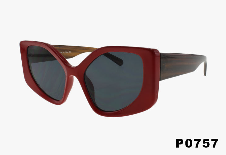 red Wholesale Fashion Oversized Angular Cat Eye Sunglasses