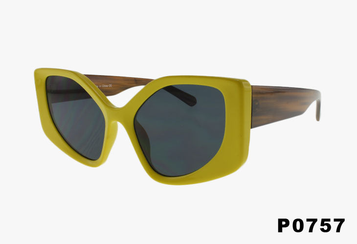 yellow Wholesale Fashion Oversized Angular Cat Eye Sunglasses