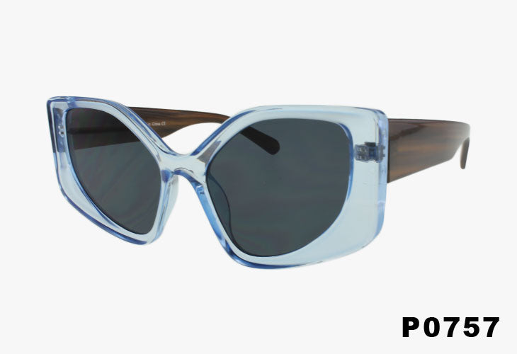 clear blue Wholesale Fashion Oversized Angular Cat Eye Sunglasses