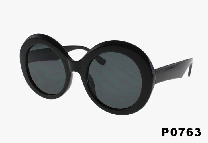 solid black Wholesale Oversized Fashion Round Sunglasses