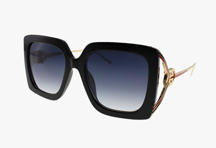 black gradient Wholesale Square Fashion Metal Split Temple Sunglasses