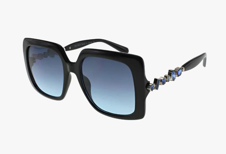 blue Wholesale Fashion Square Metal Rhinestone Sunglasses