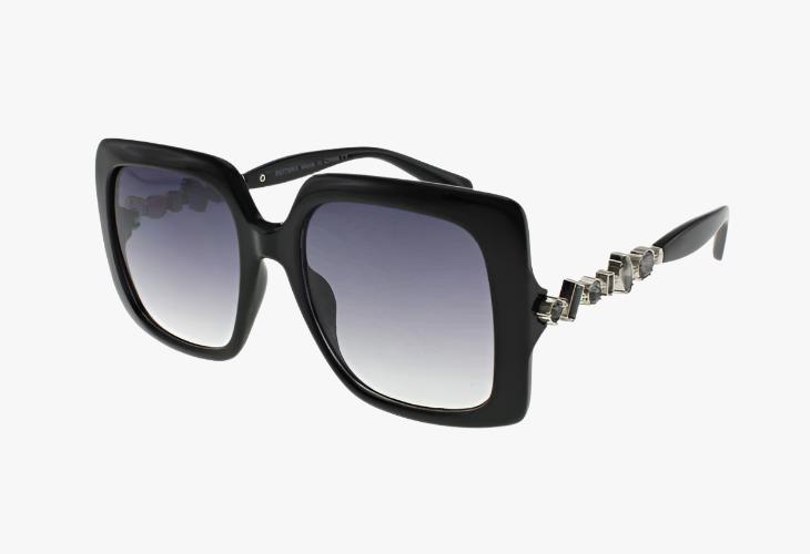 gradient black Wholesale Fashion Square Metal Rhinestone Sunglasses